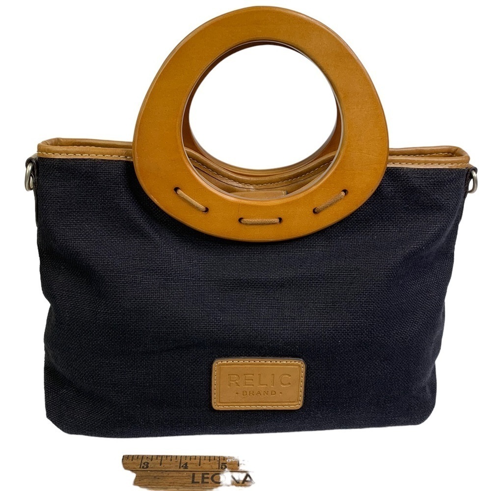 Relic Animal Print Patchwork Front Solid Black Ba… - image 2